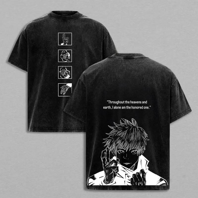 

Anime Jujutsu Kaisen Gojo Satoru Graphic T Shirt Men Women Clothing Casual Cotton Tshirt Vintage Washed T-shirt Harajuku Tops XXL чёрный