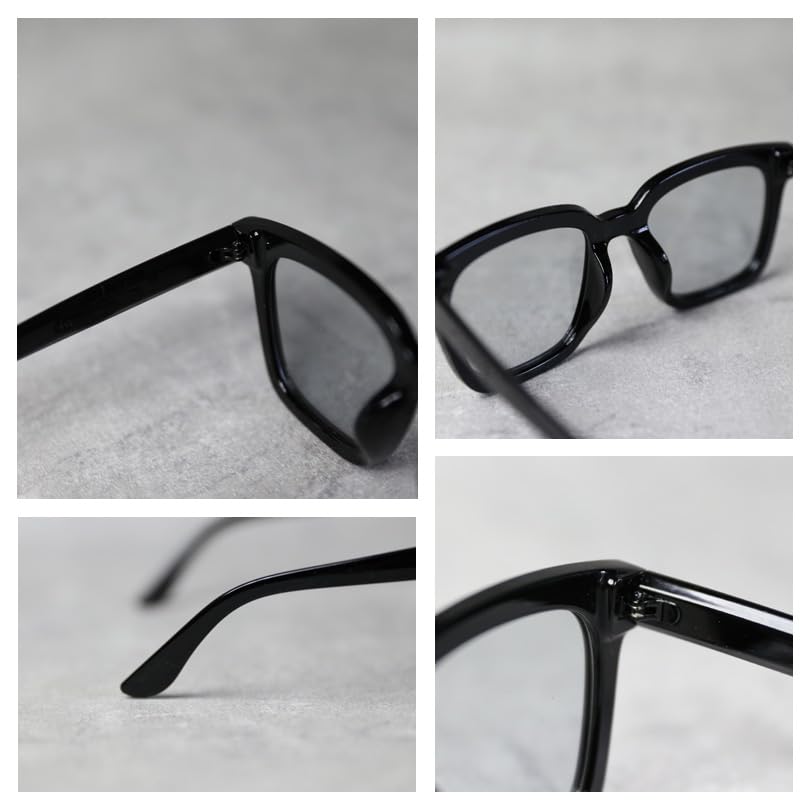 Square sunglasses for men and big comes with special clear green F (EIGHT) women, photochromic, polarized, frame, case, champagne/light