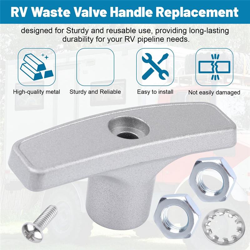 RV Sewer Valve Handle Replacement For Waste Valve Extension Tube, RV Waste Valve Aluminium Handle Kits-A87Q
