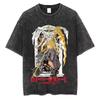 Tricou Vintage Spălat Negru Misa Amane Death Note, Tricou Unisex cu Portret Icon Anime Streetwear, Top Larg Supradimensionat 100% Bumbac