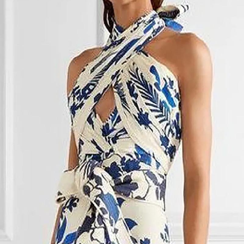 Frühling und Sommer neues Damen-Kleid mit böhmischem Urlaubsmuster und Trägern