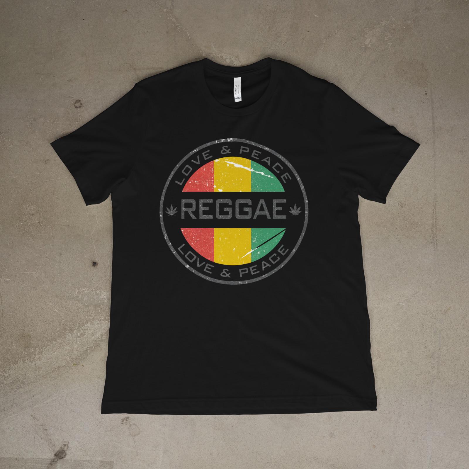 Reggae Love Peace T-Shirt Rasta Colors Music Festival Jamaica Graphic Tee 4XL