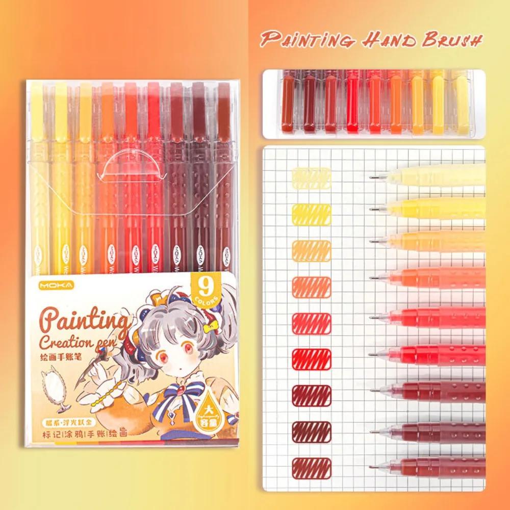 

Professional 9-Colors Highlighter Art Stationery Drawing/Painting/Graffiti Watercolor Pen Learning Markers Colour Pen