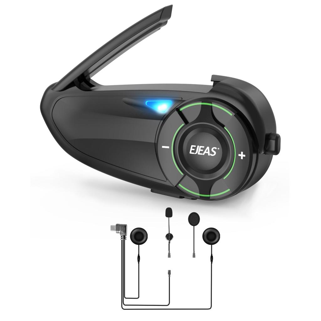 EJEAS Q8 Motorcycle Helmet Bluetooth New Mesh Group Intercom System with Music Sharing and Channel Allows 6 Riders to Talk Simultaneously Intercom,