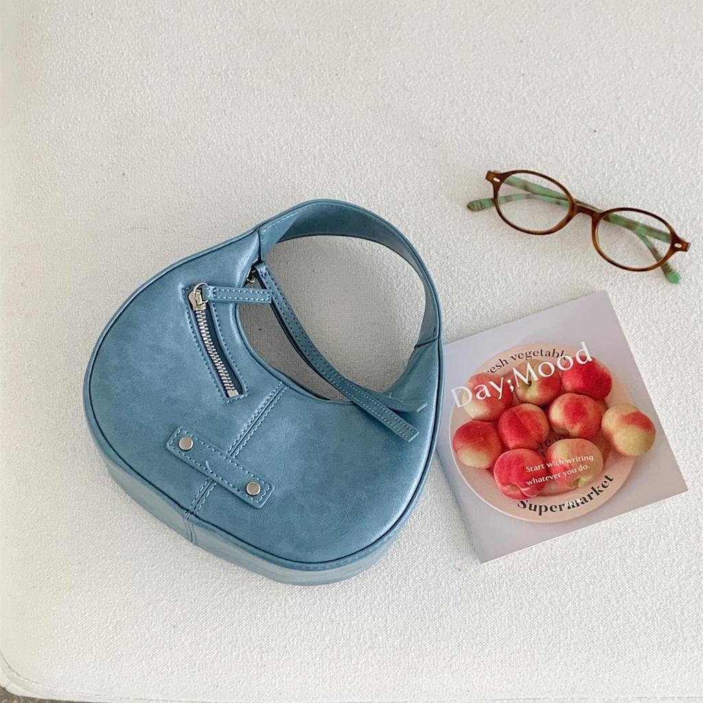 Spring Summer Crescent PU Leather Bag - Korean Style Versatile Tote for Women