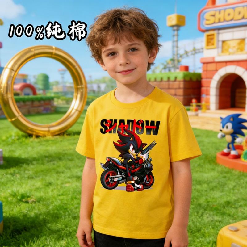 

Children s Sonic Shadow T-shirt 100% pure cotton short sleeved cartoon anime print boy girl casual summer top childrens clothing 110