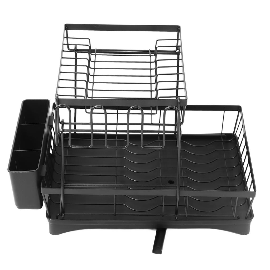 Dish Drying Rack Multipurpose Large Capacity Strong Load Bearing 2 Tier Dish Rack with Drainboard fo