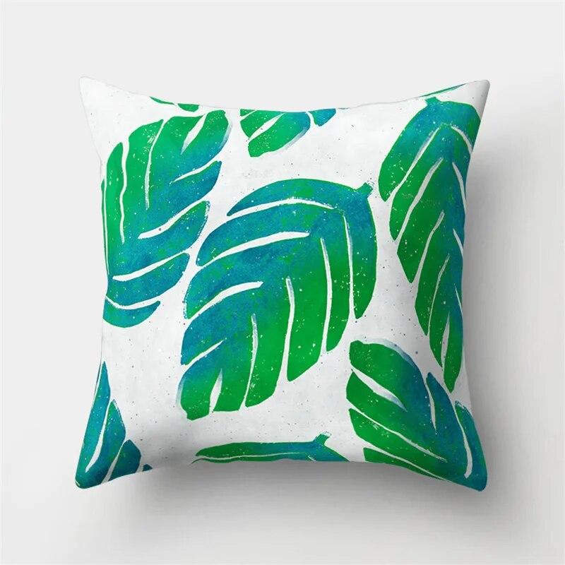 45x45cm Grüne Blätter Pflanze Kissenbezug Benutzerdefinierte Blume Quadrat Polyester Kissenbezug Schlafzimmer Taille Wurf Home Dekoration