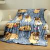 Adorable Cartoon Pugs Cozy Throw Blanket Bedroom Blanket for Livingroom Couch Lunch Break Soft Throw for Friend's Festival Gift