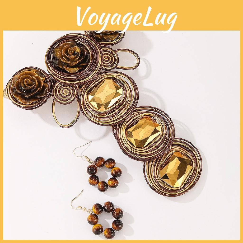 Jewelry European Style Set With Crystals And Resin Flower Accents For Women Men And