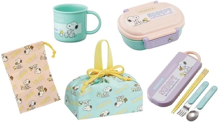 Skater PEANUTS 23 Pop Color Antibacterial Dishwasher Safe Soft Lid Tight Lunch Oval 360ml Trio Set Cup Lunch Drawstring Pop Kids Character Tight Lunch