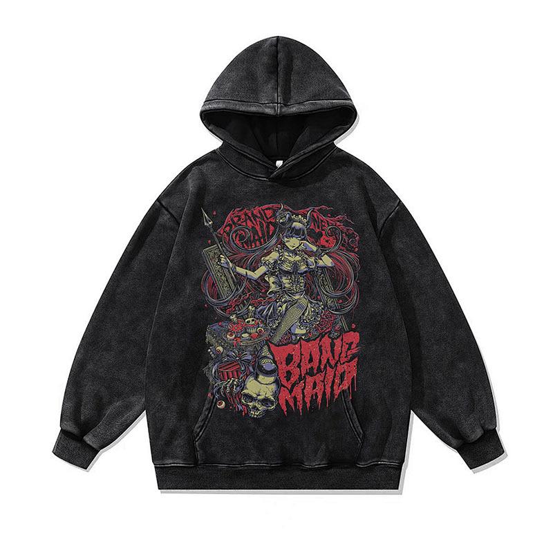Niche Trend Cartoon Digital Direct Injection Printing Hoodie 430G Heavy Cotton Washed Sweater Men And Women Tide