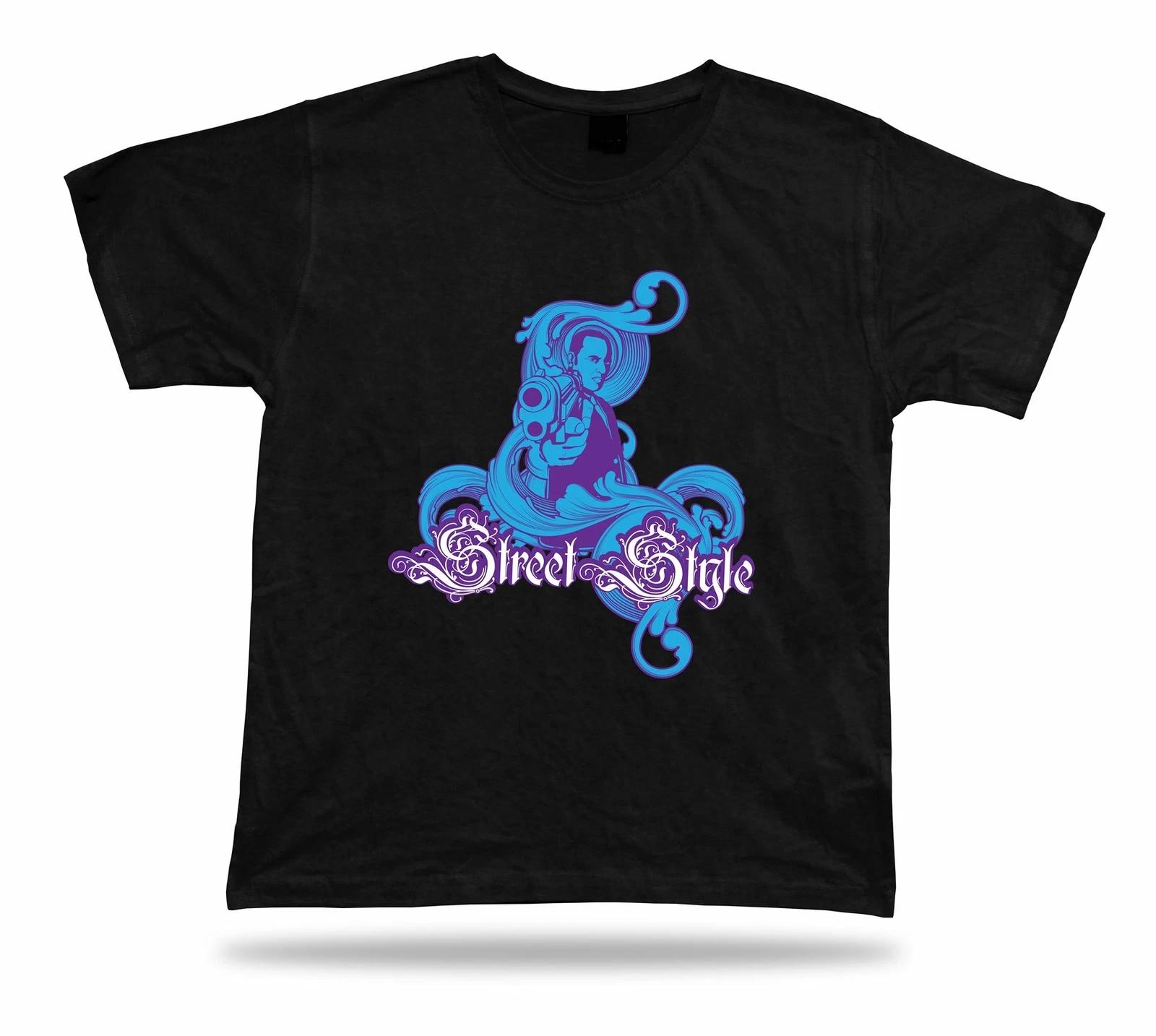 Street sigle Bad Gun Gangster cool stylish modern tshirt design gift apparel XL