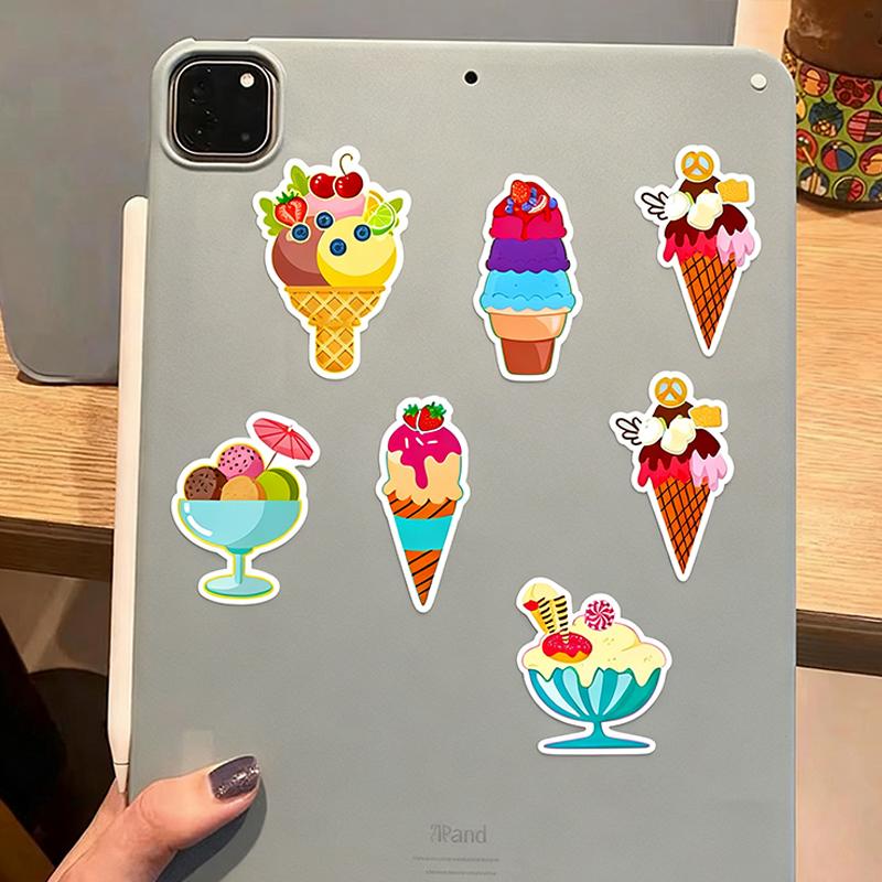 6pcs/set Make Ice Cream Sticker Decorative Sticker Handmade DIY Cartoon Sticker Puzzle Stickers Laptop Skateboard Stickers TMZ