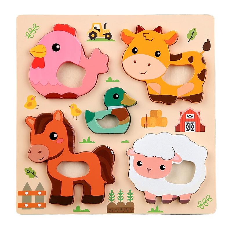 

Монтессори 3D Деревянный Пазл Мультяшные Животные Узор Пазл Настольная Игра Детские Развивающие Обучающие Игрушки Подарки для Детей