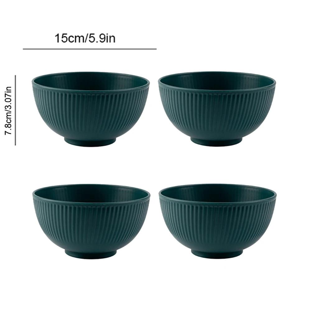 4Pcs Kitchen Tableware Wheat Straw Bowl Food Grade Wheat Rice Bowl Tableware Food Container Dessert Salad Rice Bowl Sets