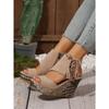 Summer New Wedge Sandals Women's 2025 Plus Size Muffin Fringe Thick-soled Fish Mouth Roman Sandals