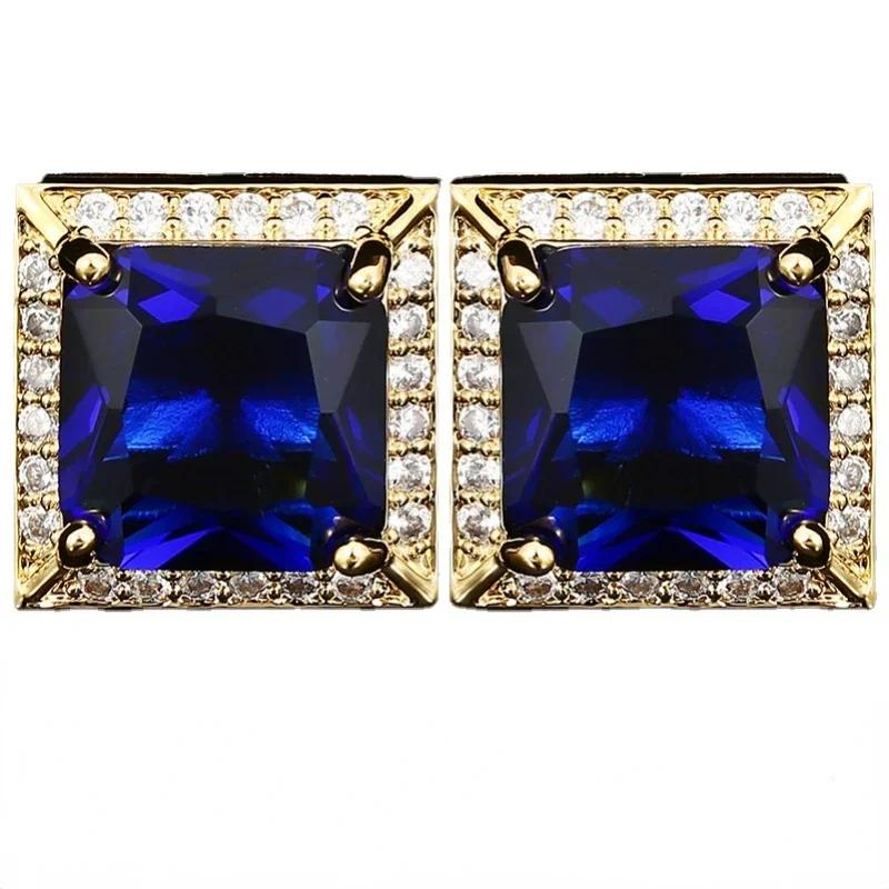 Men's Cufflinks Square Crystal Zircon Luxury Mens Business Gifts Women's Shirts Cuffs Buttons High-end French Wedding Cuff Links