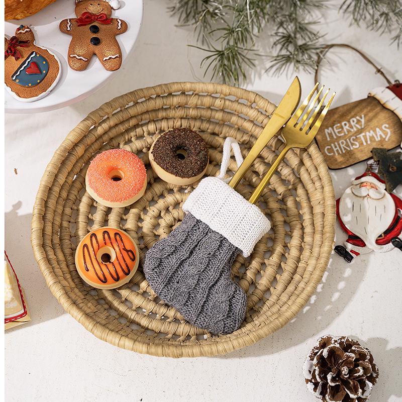 HaoBei Nordic Pink Knitted Christmas Stocking - Mini Gift Decoration
