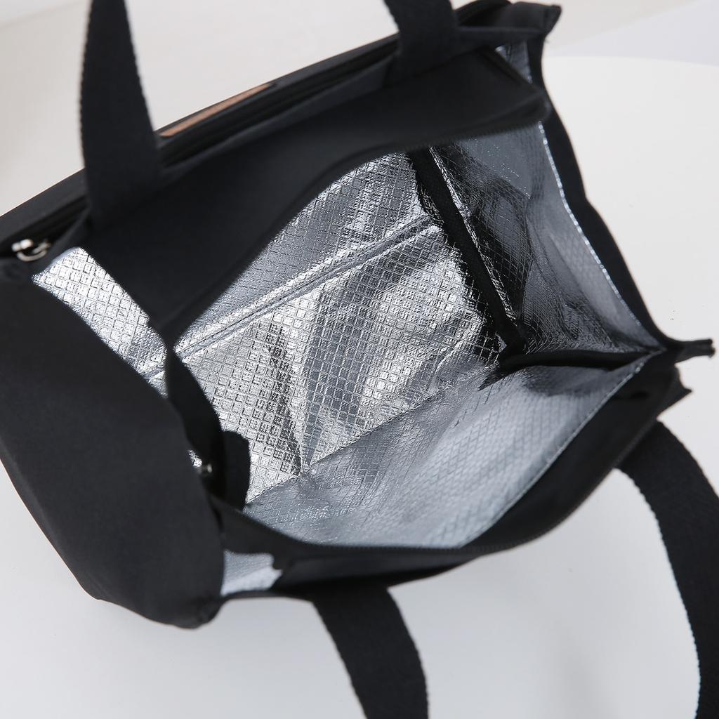 Fashionable Oxford Fabric Built-in Insulation Layer Zipper Sealed Lunch Bag, Portable Handbag for Bento Box, Picnic