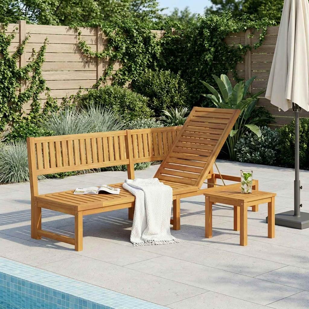 Sun Lounger Oil Natural 200 X 57 X 75 Cm Solid Acacia Wood
