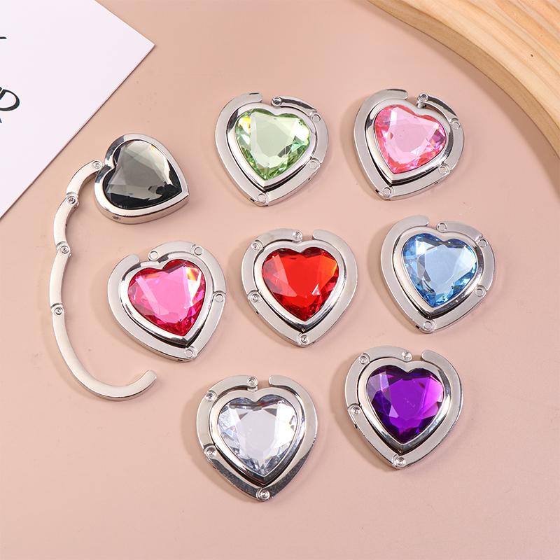 Heart Shaped Folding  Handbag Hook Bag Hanger Portable Foldable Table Hook Organizer Table Side Hooks Bag Accessories