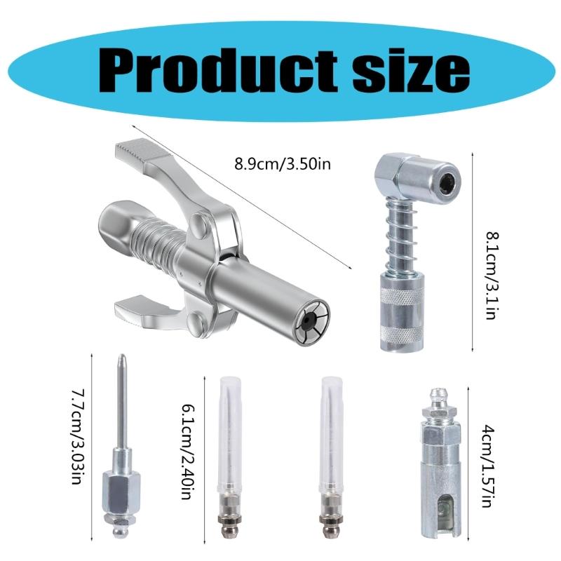 Grease Guns Needle Nozzle Couplers Adapter Lubrication Tool with Double Handle for Hard to Reach Fittings Repair Shops