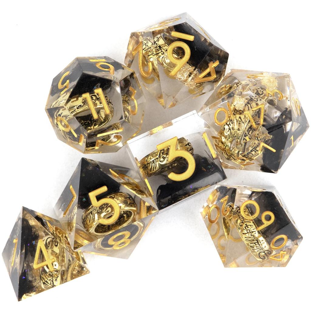 7 Teile/satz Harz Ring Anzahl Polyhedral Würfel für Rolle-Spielen RPG Brettspiel Spielzeug