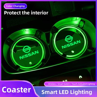 1Pcs Car Water Cup Pad LED LInsulated Coaster Accessories For Sylphy N7 Qashqai J11 J12 Teana Note Navara Juke GTR Patrol