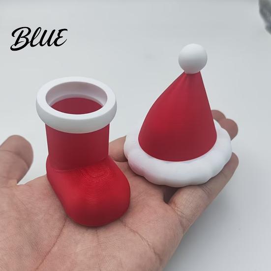 Mini Christmas Tree Accents Theme Ornaments Santa Hats/Boots/Gloves Decorative PLA Figures Reusable Xmas Party Props 3D Printed Crafts for