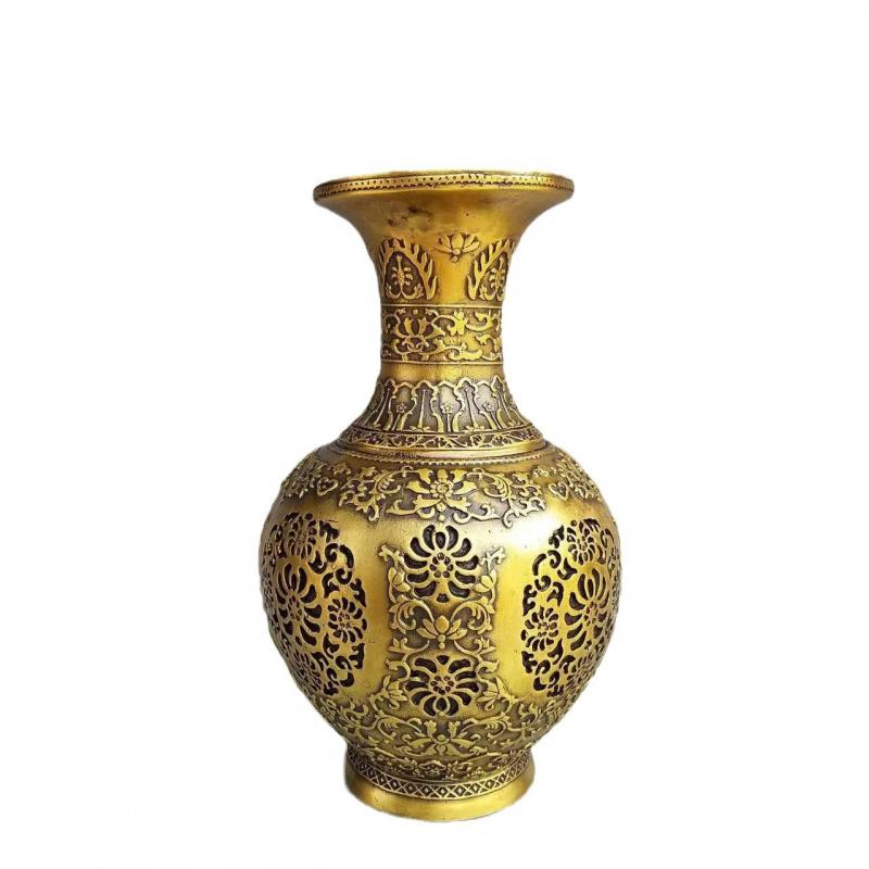 Yicuitang Copper Fortune, Prosperity, Longevity, Happiness Vase Living Room Flower Arrangement Imitation Retro Wine Cabinet Home
