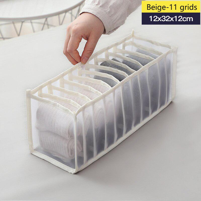 7/11 Grids Folding Underwear Storage Box Closet Drawer Divider Cabinet Organizers For Socks Panties Organizer Dormitory Save Space