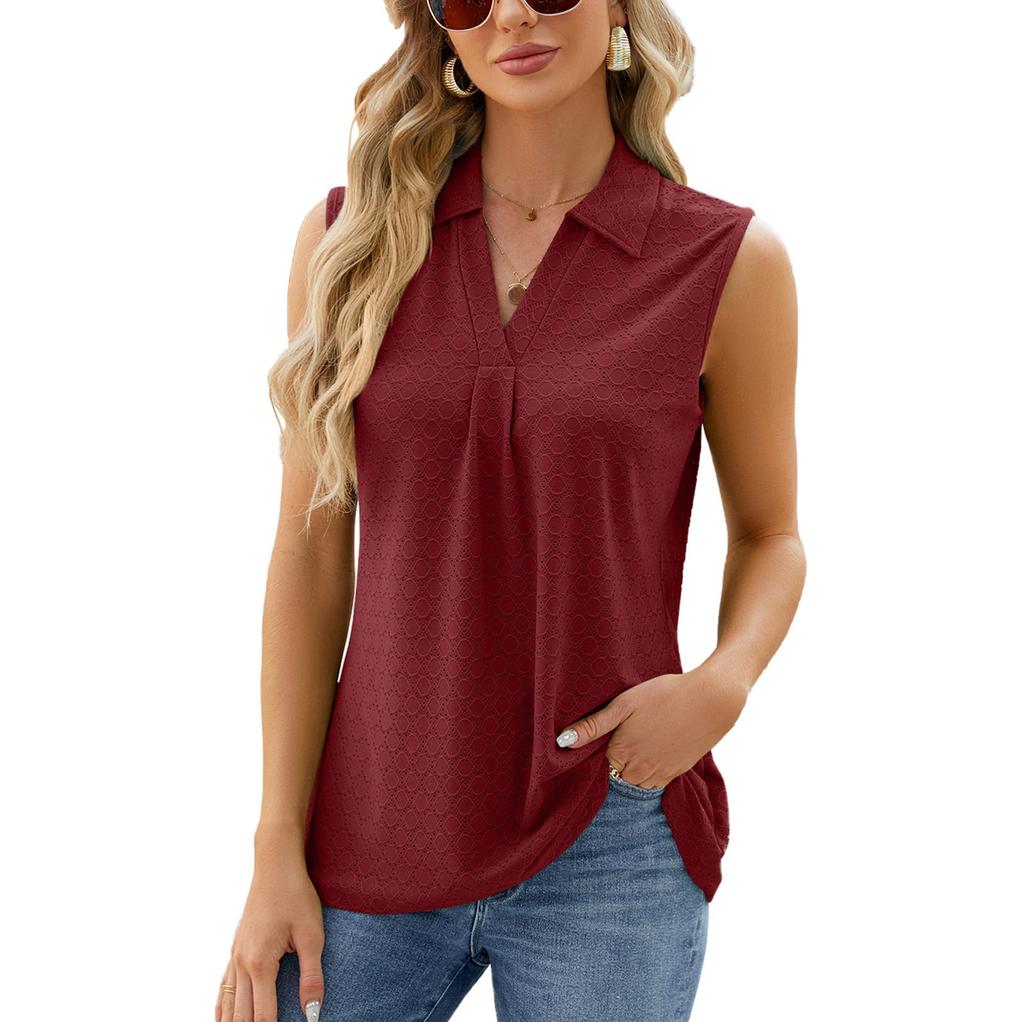 Women Fashion Color Sleeveless Tops V Neck Vest Tops