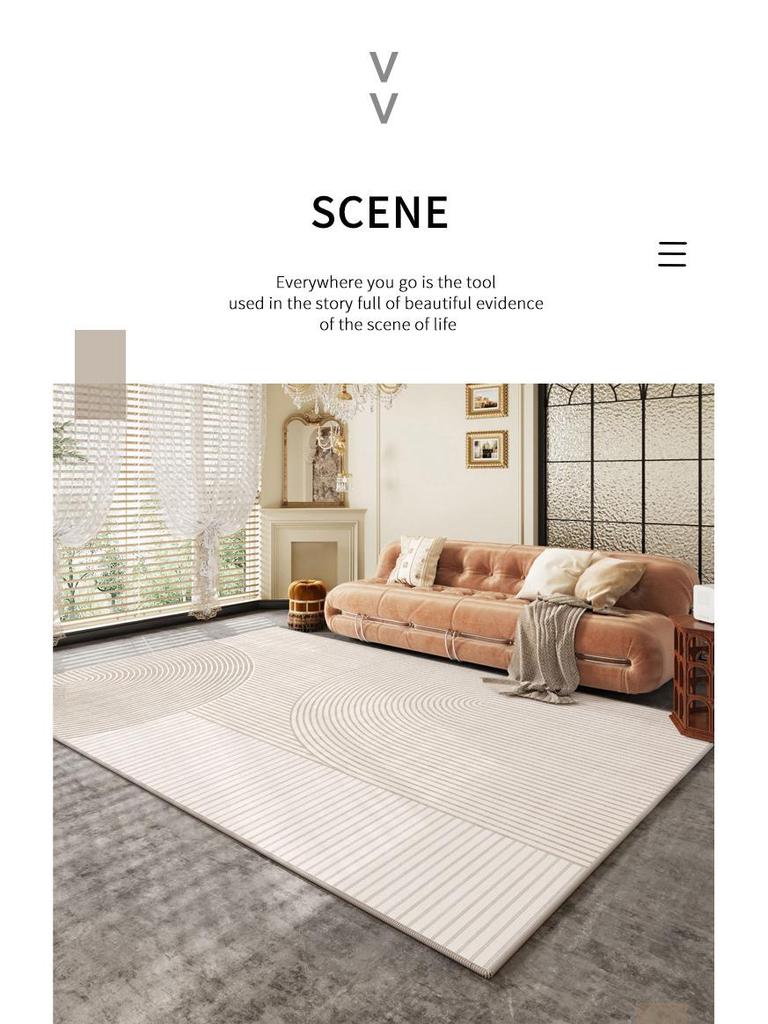 2024 Cream Velvet Loop Carpet for Living Room and Bedroom