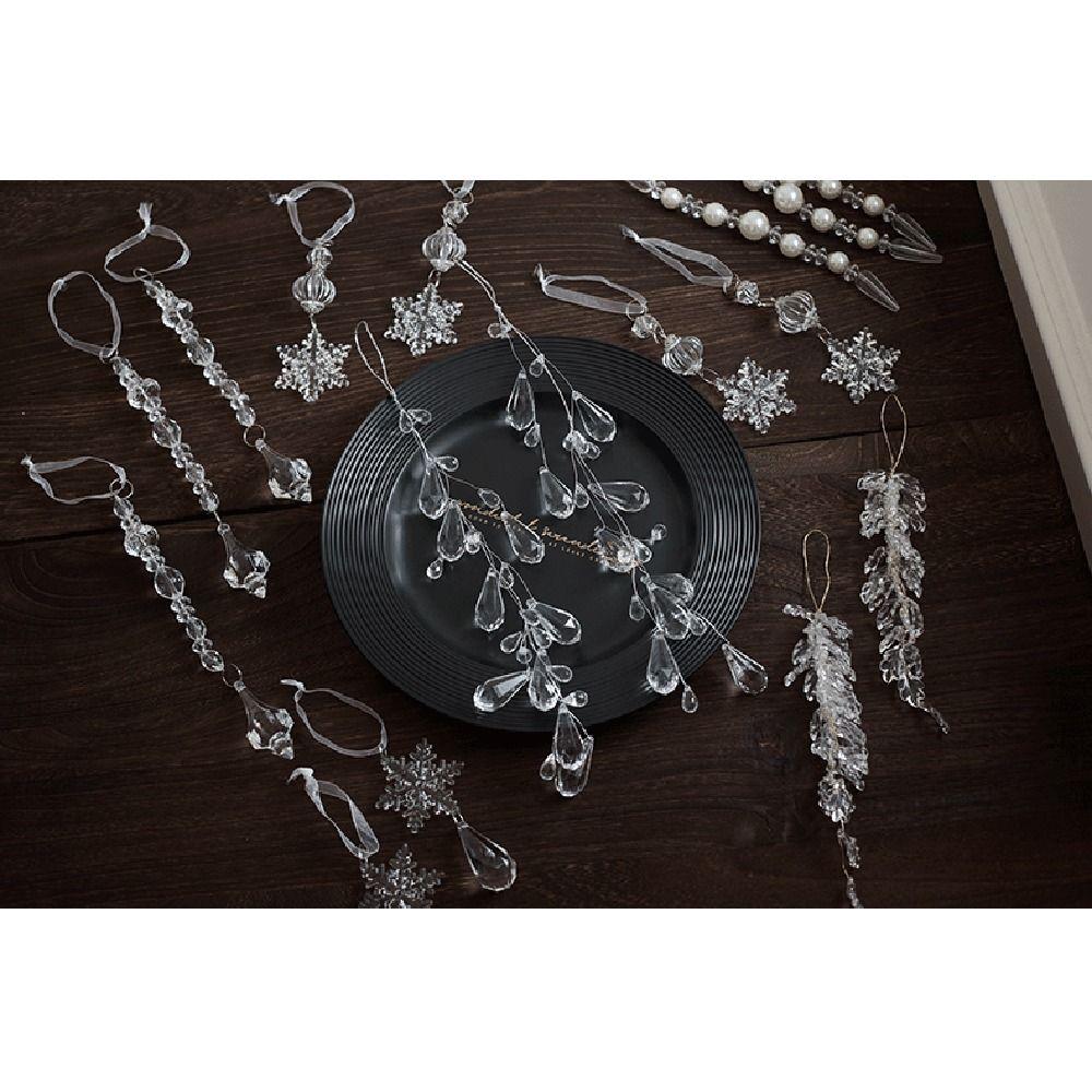 Transparent Christmas Hanging Pendants Snow Beads Star Xmas Tree Embellishment  Christmas