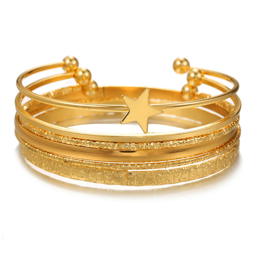 European and American multi-layer metal jewelry simple personalized chain bracelet bohemian fashion multi-layer stacked bracelet set