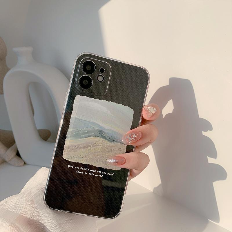 Minimally designed landscape phone case suitable for iPhone 13, iPhone 15, iPhone 16 Pro Max