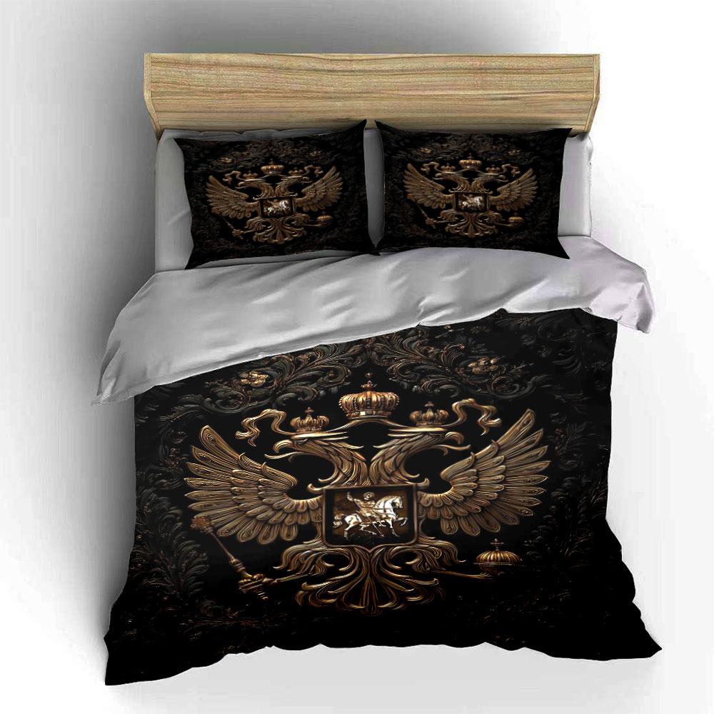 Golden Royal Crest Bedding Set Bedding Duvet Cover Set Duvet Cover Pillowcases (1 * Duvet Cover 2 * Pillowcases, without duvet insert)