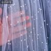 All Over Scattered Pearl Sheer Tulle Bridal Veil, Single Layer Plain Ivory Wedding Veil For Lace Satin Gown Pre-Wedding Elopement Portrait Shoot