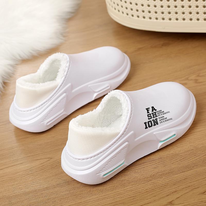 New Winter Men's Warm Slippers Cotton Slippers Outdoor Indoor Warm Shoes Waterproof Men Women Home Bedroom Plush Warm Slippers
