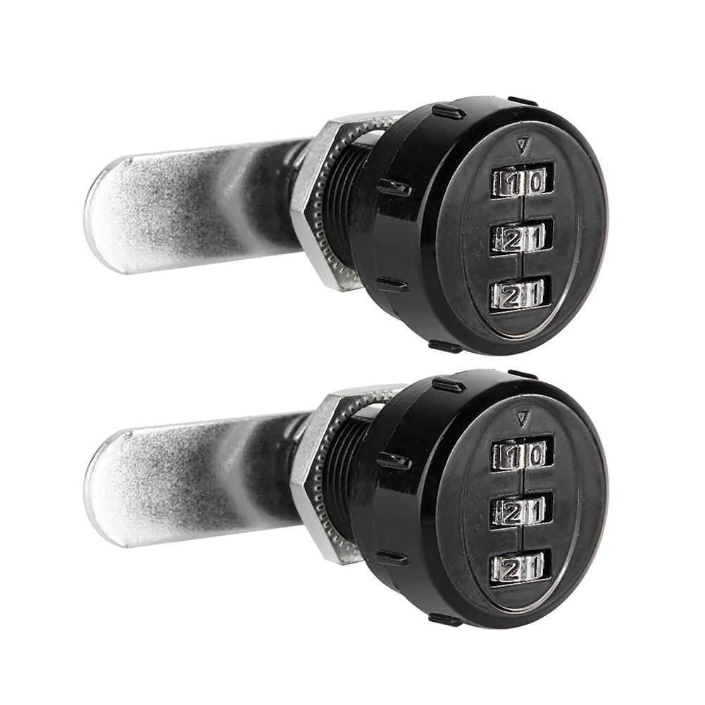 2pcs 3-Digit Zinc Alloy Mechanical Password Lock for Cabinet Wardrobe Mail Box Black20mm/0.79in