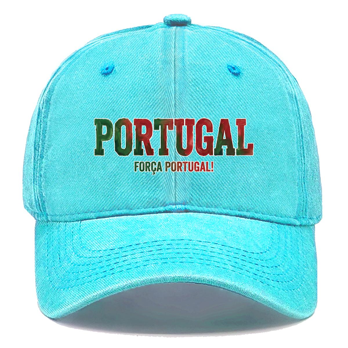 

PORTUGAL FORCA PORTUGAL Flag Printed Baseball Hat , Adjustable Baseball Cap Curved Brim Retro Headwear Distressed Woman s Cap as the picture синій