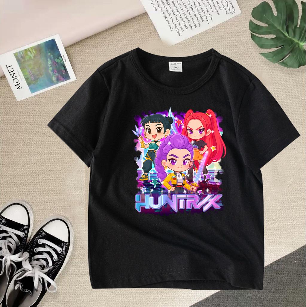 Kpop Demon Hunters Barneklær Kortarmet T-skjorte Søt K-pop Demon Hunters Tiger Harajuku T-skjorte for Gutter Jenter