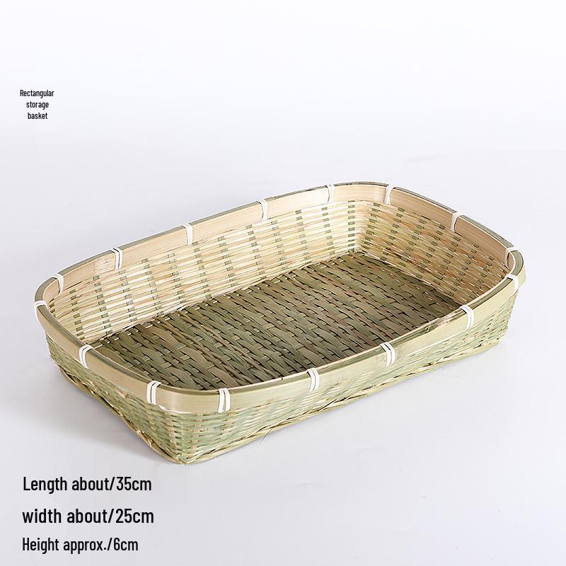 Handmade Bamboo Weaving Sieve Basket Storage and Snack Plate Set