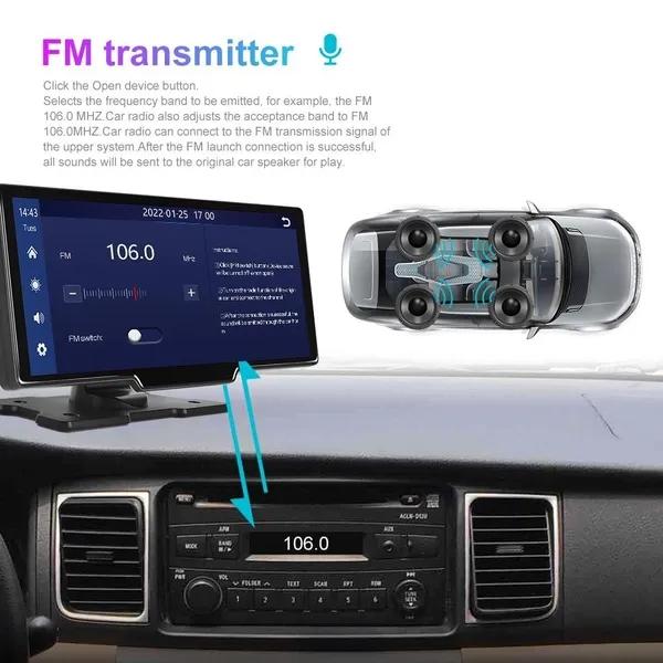 HD 9.3" Screen Portable DashCam Suppport Rear Camera Built In Camera Supports Wireless ćar-Pláy&Android Auto/ Voice Control