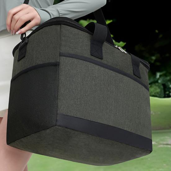 Picknickväska Isolerad Matsäck med Högdensitetsisolering Stor Kapacitet Dubbla Fack Avtagbar Axelrem Vattentät