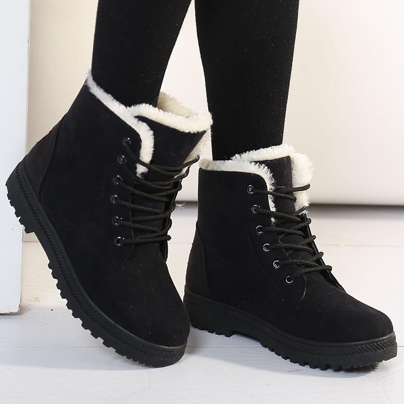 Botas de Mujer estilo coreano Botas de Mujer para invierno 2023 Botas de nieve tobillo zapatos de invierno Botas de piel de Mujer Botas cortas de tacón bajo
