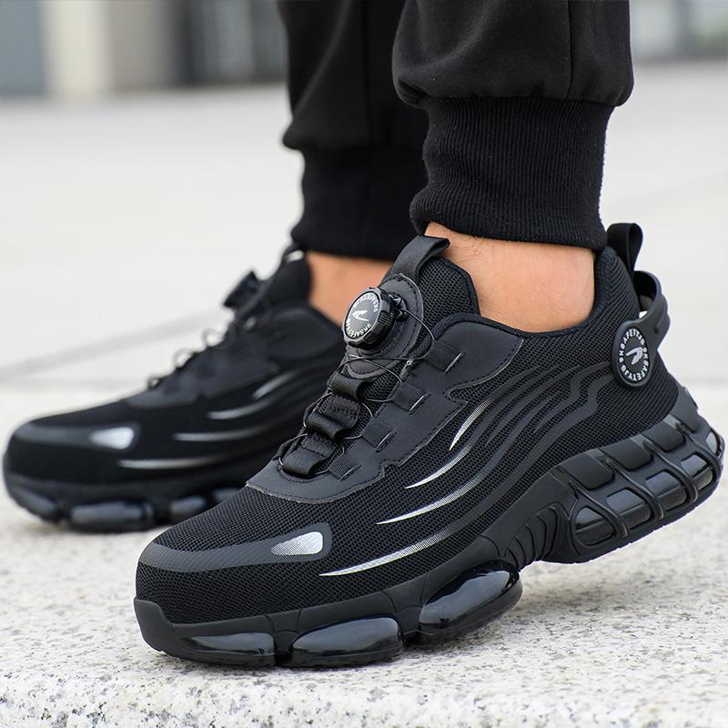 Fashion Rotating Button Safety Shoes Men Steel Toe Sneakers Anti-smash Anti-puncture Work Shoes Lightweight Non-slip Protective Sneakers