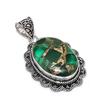 Natural Copper Emerald Gemstone 925 Sterling Silver Jewelry Pendant 2.17" ETC-14006