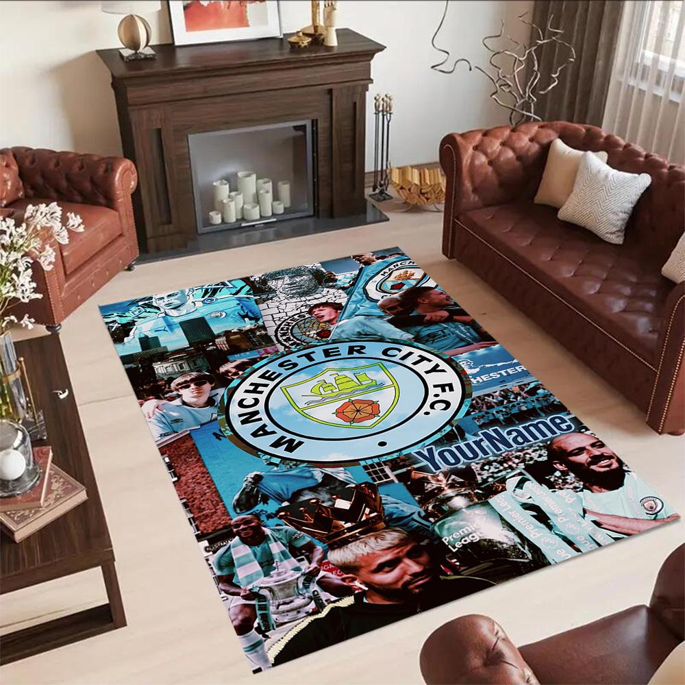 Manchester City Personalized Text Floor Rug Office Rug Design for Decorate room Living Rooms Kitchen Playrooms Anti-slip Rug Anime Office Decor